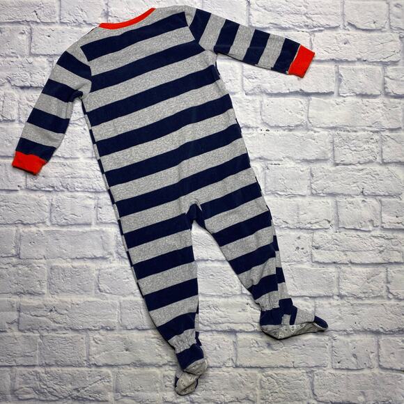 Carter's Striped, Fleece Firetruck Footed Pajamas - Picture 4 of 5